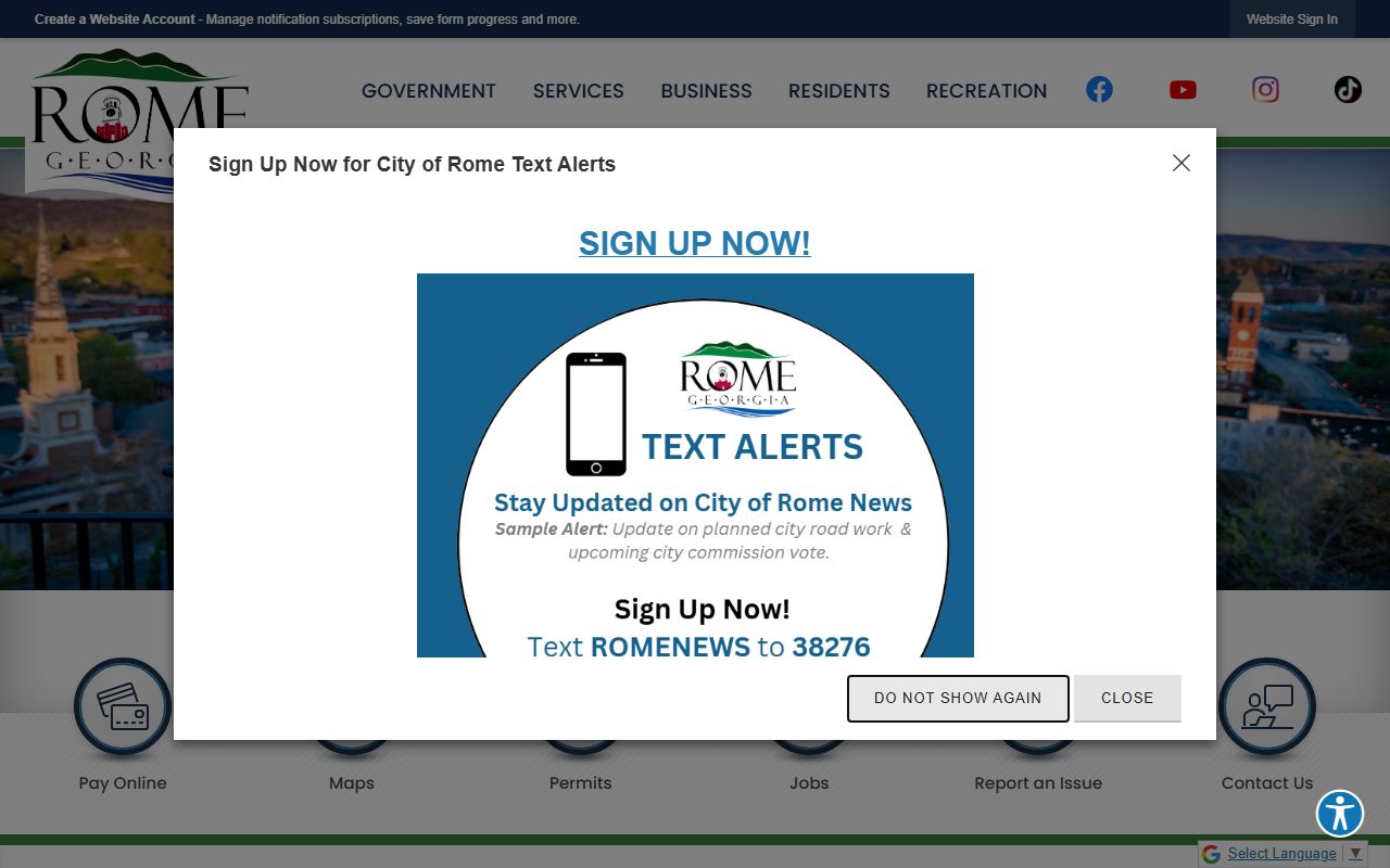 Rome Georgia city portal homepage for busted mugshots and arrest records resources